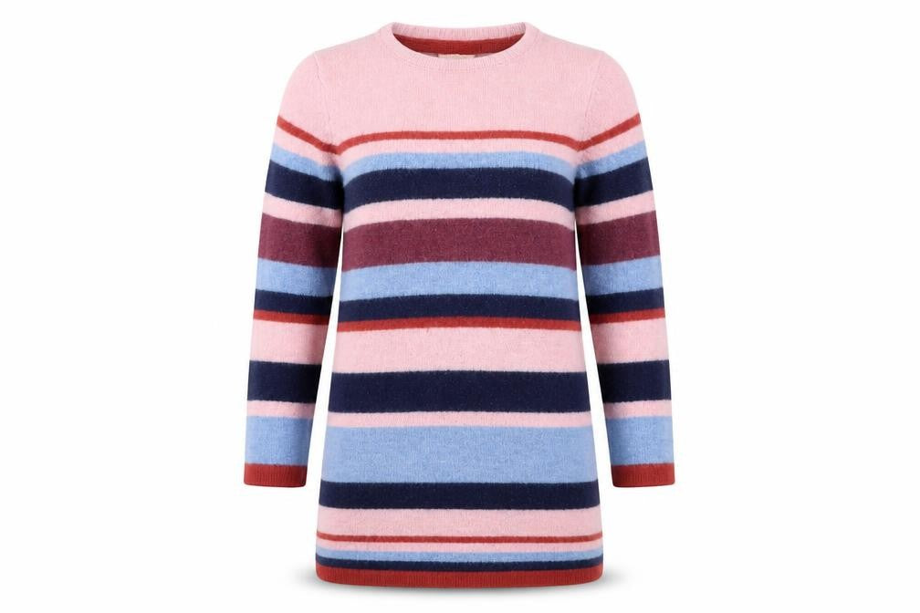 Jigsaw Girls Multicoloured Wool Striped Dress Long Sleeve 8-9 Years