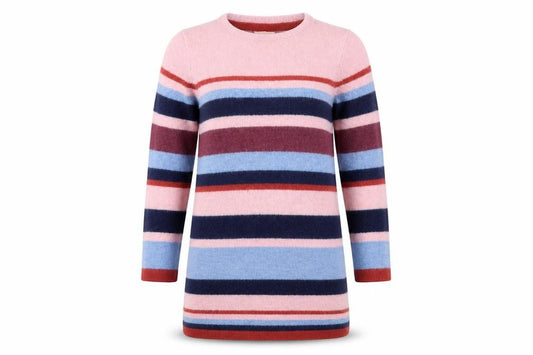 Jigsaw Girls Multicoloured Wool Striped Dress Long Sleeve 8-9 Years