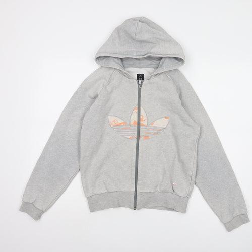 Adidas Women's Grey Full Zip Hoodie Size 10