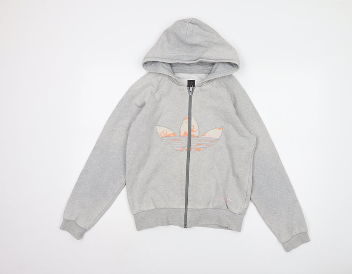 Adidas Women's Grey Full Zip Hoodie Size 10