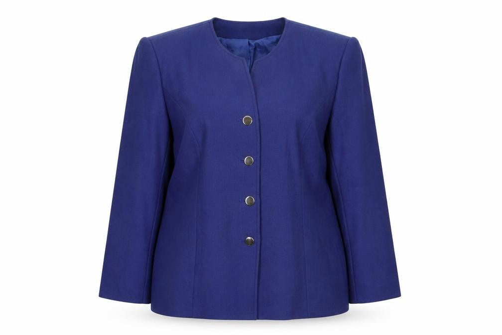 Front view of Eastex Women's Blue Wool Suit Jacket, size 16