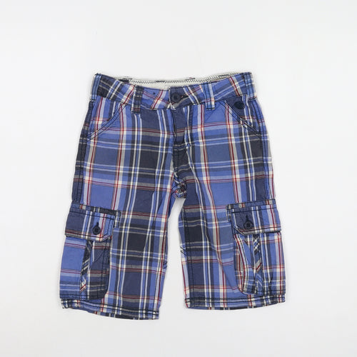 Fat Face Boys Blue Plaid Cargo Shorts Size 6-7 Years
