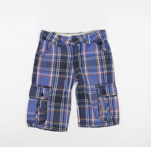 Fat Face Boys Blue Plaid Cargo Shorts Size 6-7 Years