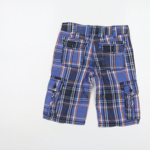 Fat Face Boys Blue Plaid Cargo Shorts Size 6-7 Years