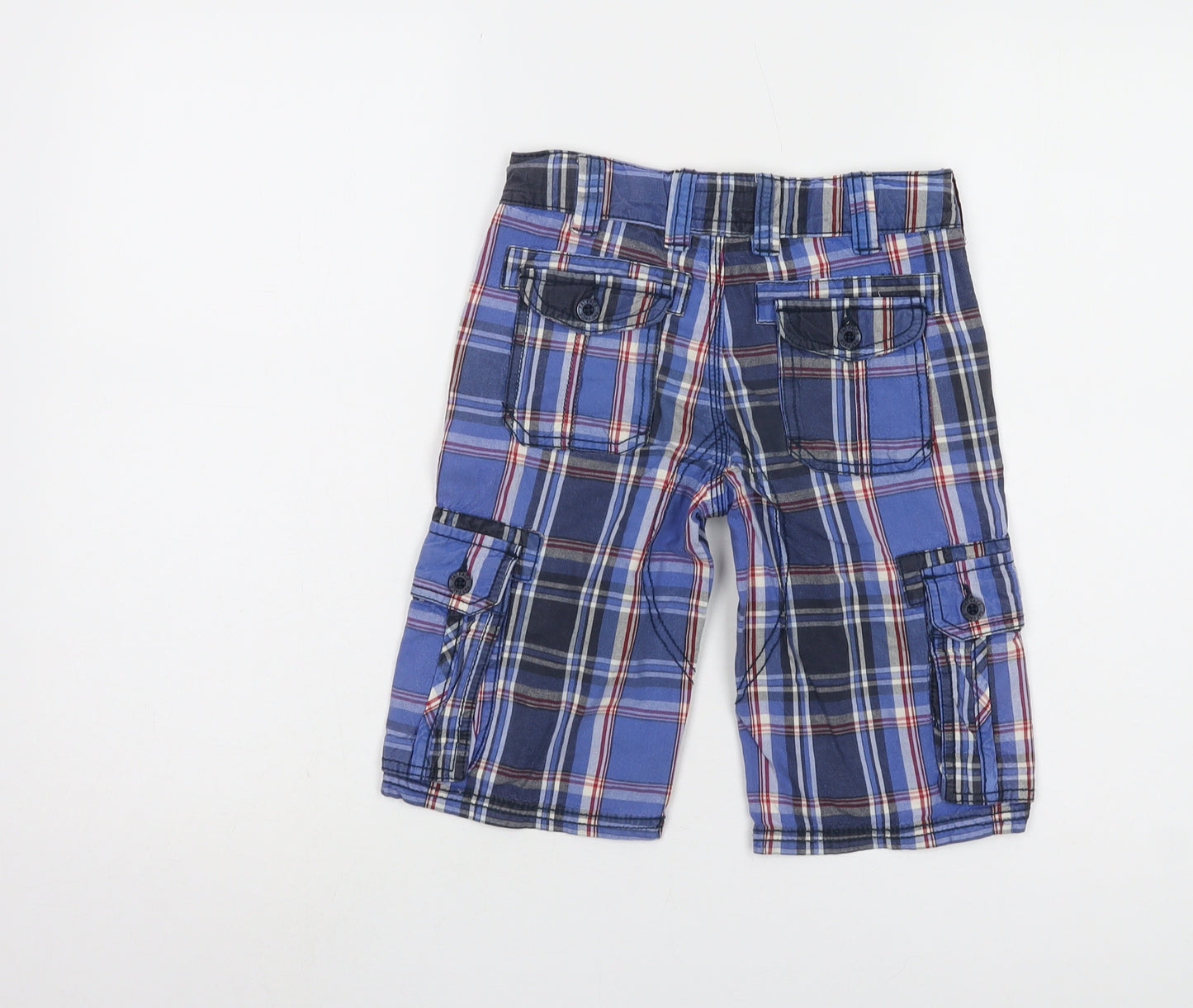 Fat Face Boys Blue Plaid Cargo Shorts Size 6-7 Years