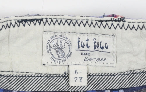 Fat Face Boys Blue Plaid Cargo Shorts Size 6-7 Years