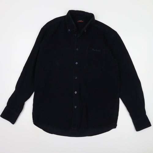 Pierre Cardin Men's Black Button-Up Shirt L