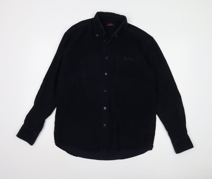 Pierre Cardin Men's Black Button-Up Shirt L