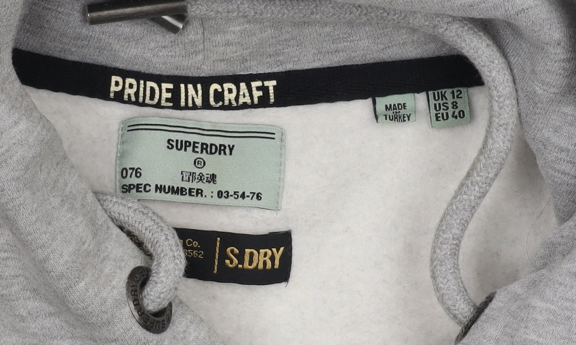 Superdry Women's Grey Hoodie UK 12 Pullover Casual