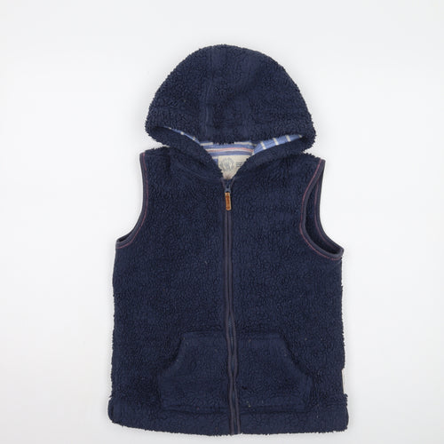 Fat Face Girls Navy Blue Hooded Fleece Gilet 10-11 Years