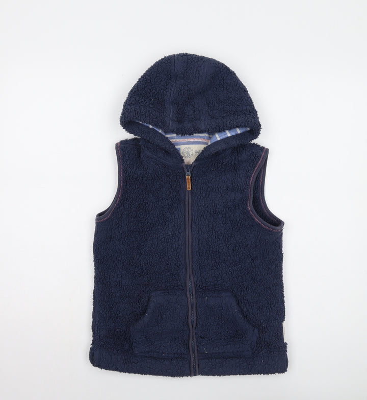 Fat Face Girls Navy Blue Hooded Fleece Gilet 10-11 Years