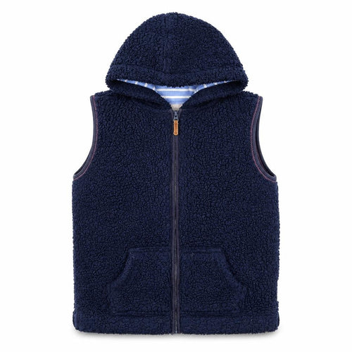 Fat Face Girls Navy Blue Hooded Fleece Gilet 10-11 Years