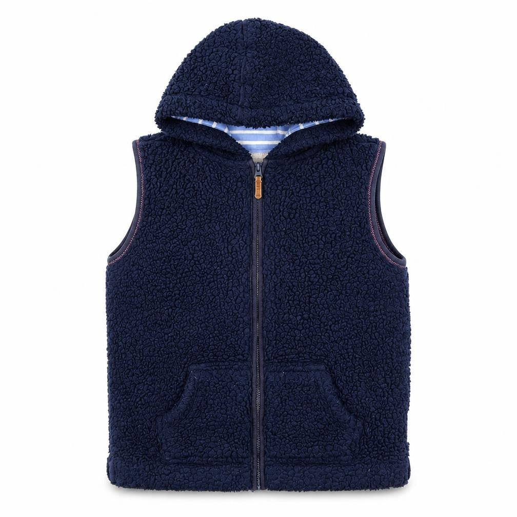 Fat Face Girls Navy Blue Hooded Fleece Gilet 10-11 Years