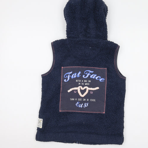Fat Face Girls Navy Blue Hooded Fleece Gilet 10-11 Years