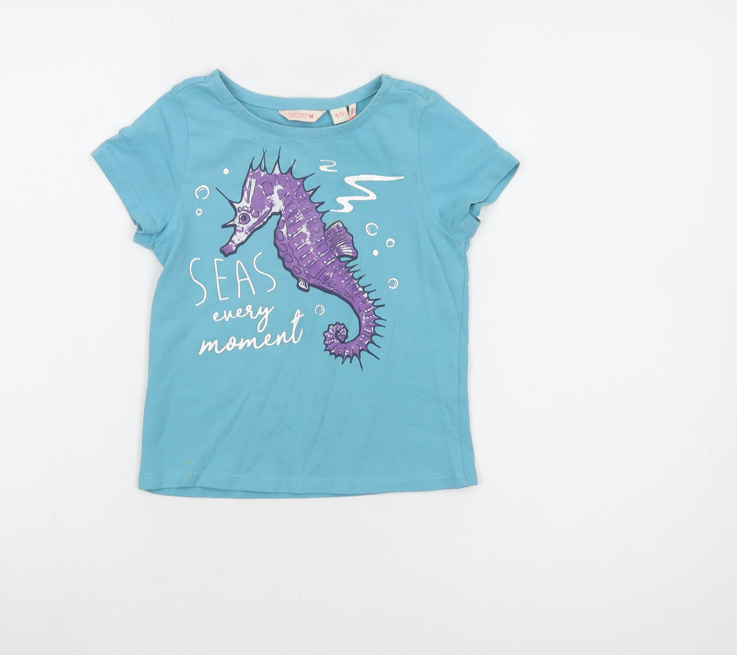 Fat Face Girls Blue Graphic T-Shirt 4-5 Years