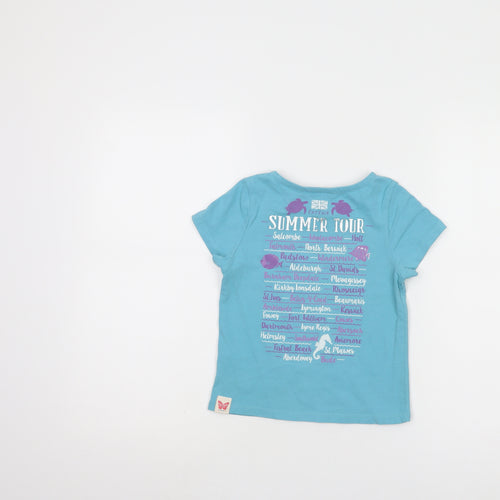 Fat Face Girls Blue Graphic T-Shirt 4-5 Years