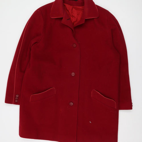 DAKS Women's Red Wool Overcoat Size 14