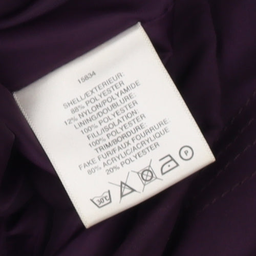 Jacques Vert Women's Purple Parka Coat M Casual