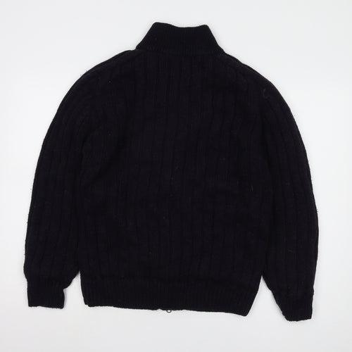 Authentic Clothing Men's XL Black Cable-Knit Full Zip Jumper