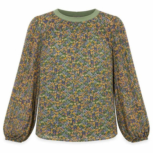 Zara Women's Green Floral Blouse Long Sleeve XS