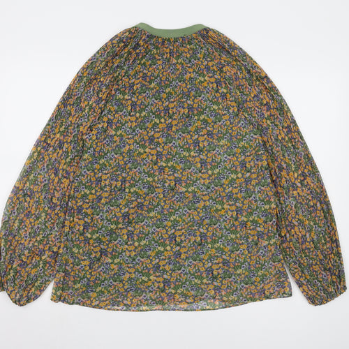 Zara Women's Green Floral Blouse Long Sleeve XS