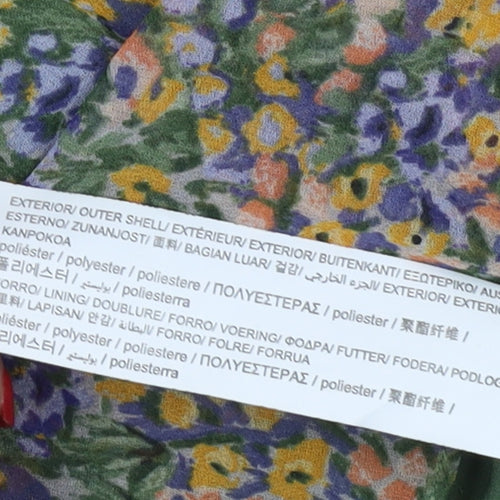 Zara Women's Green Floral Blouse Long Sleeve XS