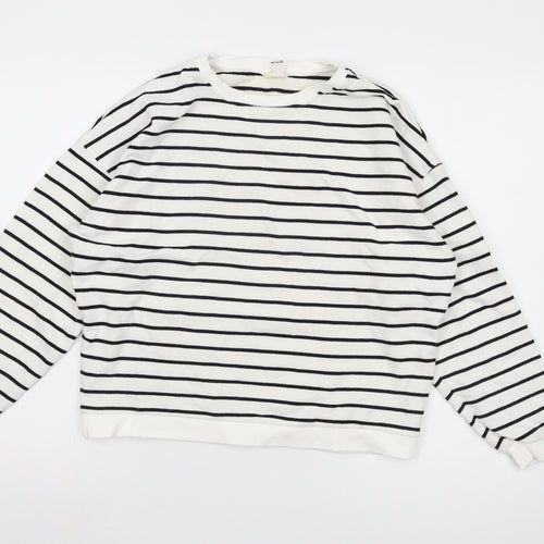 In Other Words Women's Black and White Striped XS Pullover Sweatshirt