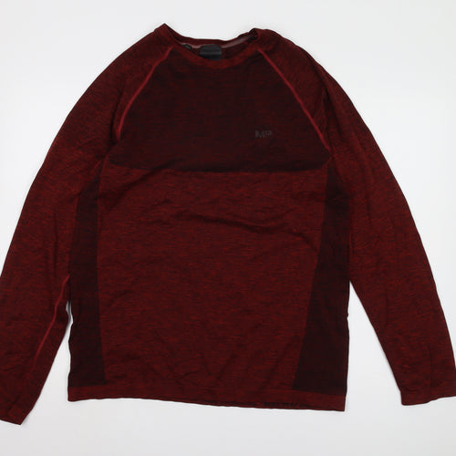 MP Men's Red Long Sleeve T-Shirt, Crew Neck