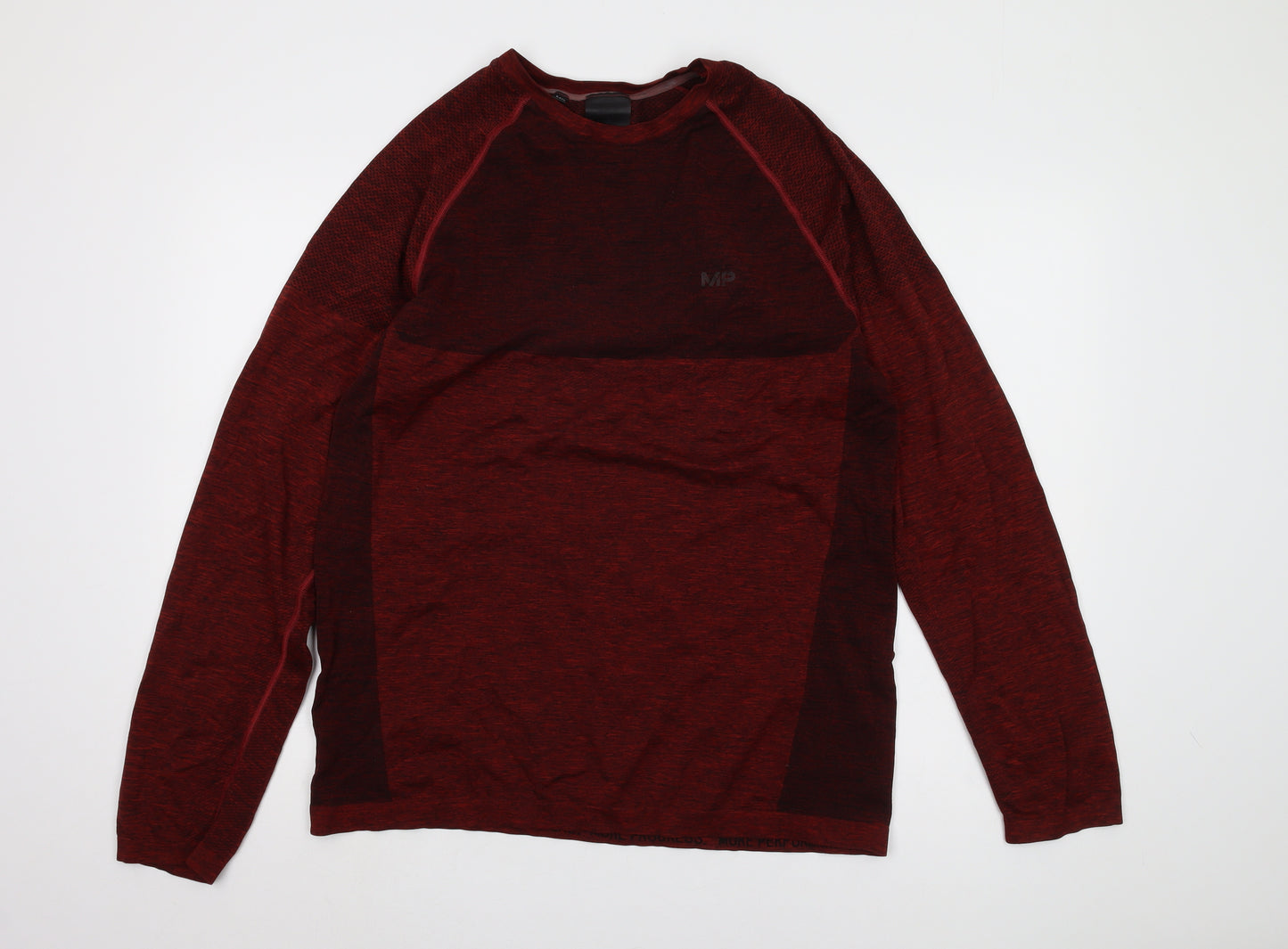 MP Men's Red Long Sleeve T-Shirt, Crew Neck