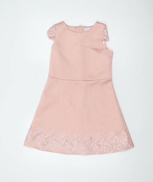 Lipsy Girls Pink A-Line Party Dress, Knee Length, 11 Years