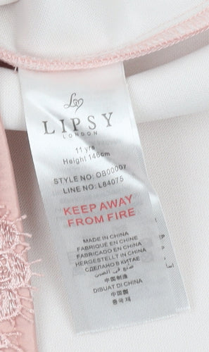 Lipsy Girls Pink A-Line Party Dress, Knee Length, 11 Years