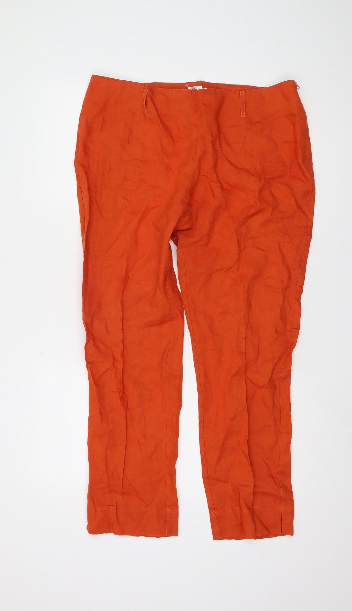 Arda Vision Women's Orange Linen Trousers Size 22