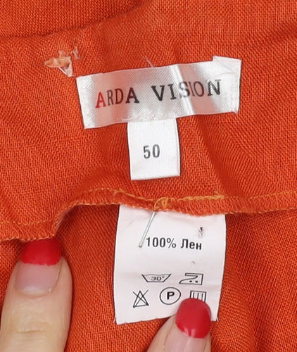 Arda Vision Women's Orange Linen Trousers Size 22