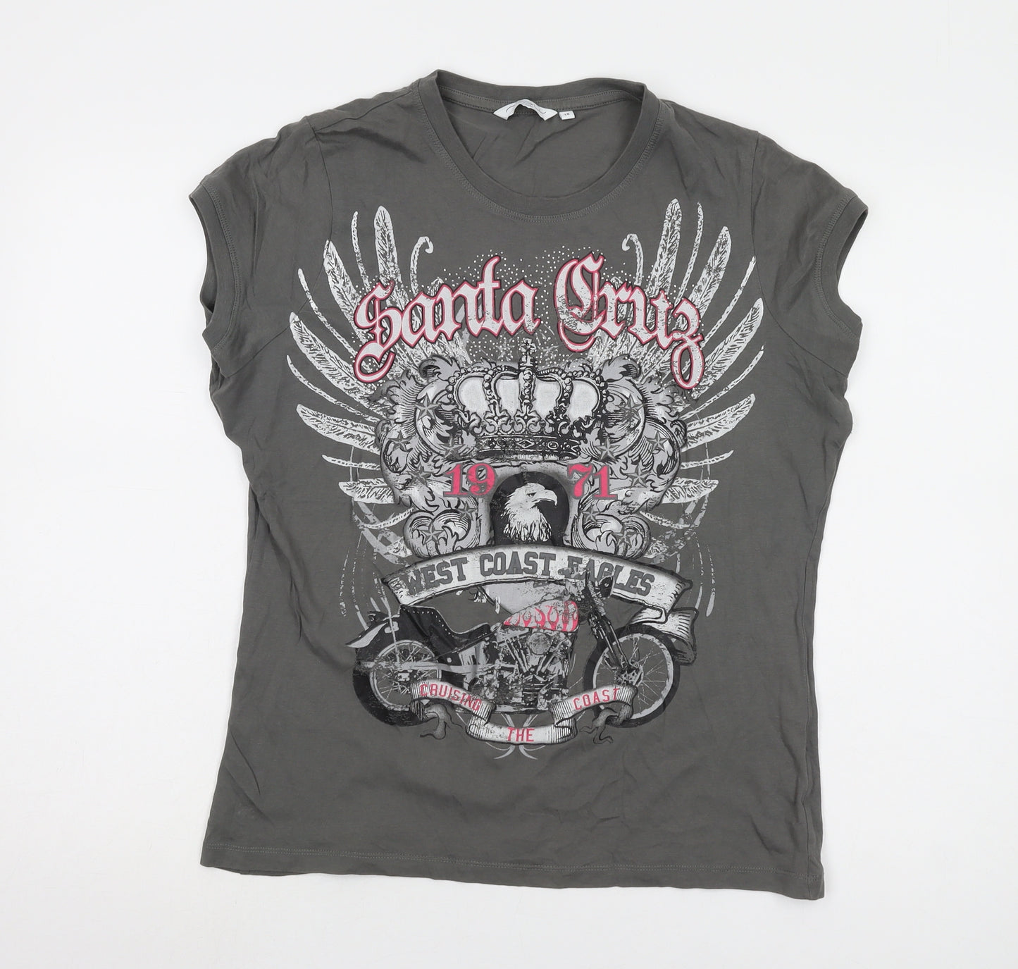New Look Women's Grey Graphic T-Shirt Size 20 Core Casual