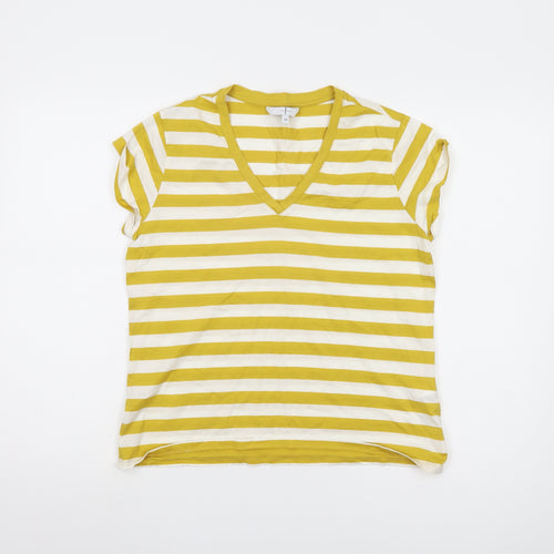 Jasper Conran Women's Yellow Striped T-Shirt Size 14