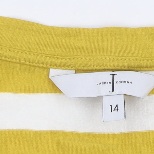 Jasper Conran Women's Yellow Striped T-Shirt Size 14