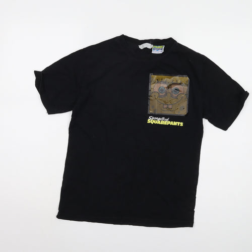 SpongeBob Square Pants Boys Black Graphic T-Shirt 13-14 Years