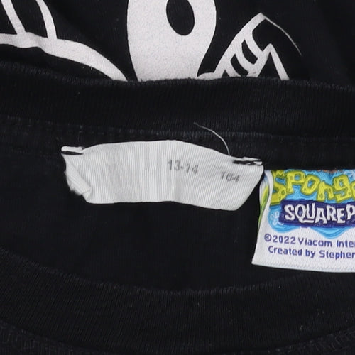 SpongeBob Square Pants Boys Black Graphic T-Shirt 13-14 Years