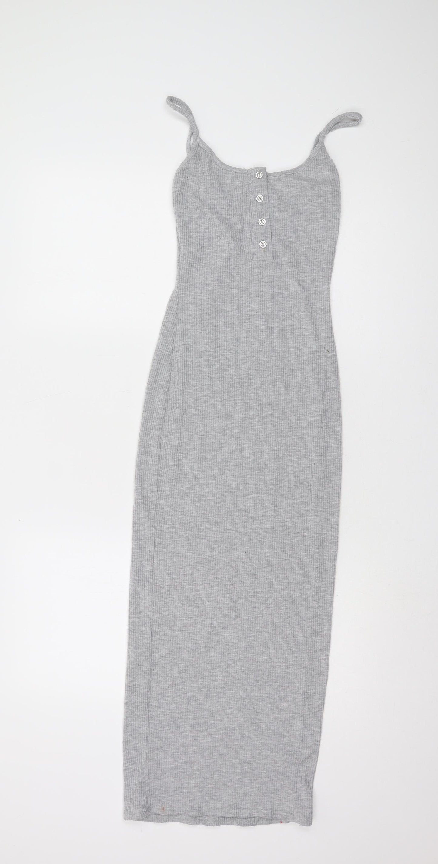 PrettyLittleThing Grey Midi Bodycon Dress Size 12