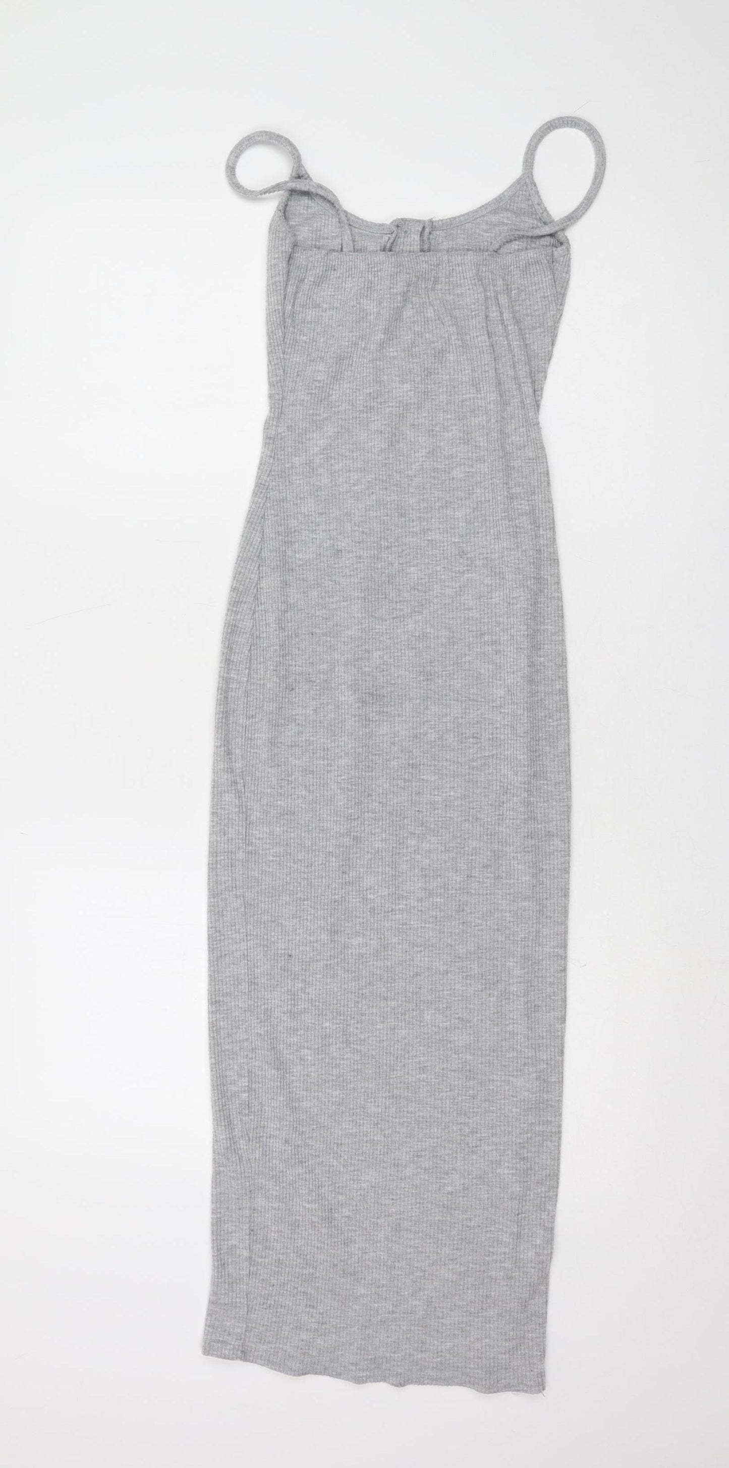 PrettyLittleThing Grey Midi Bodycon Dress Size 12