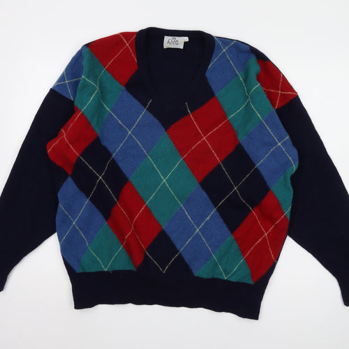 Clan Royal Men's Multicoloured Argyle Wool Pullover