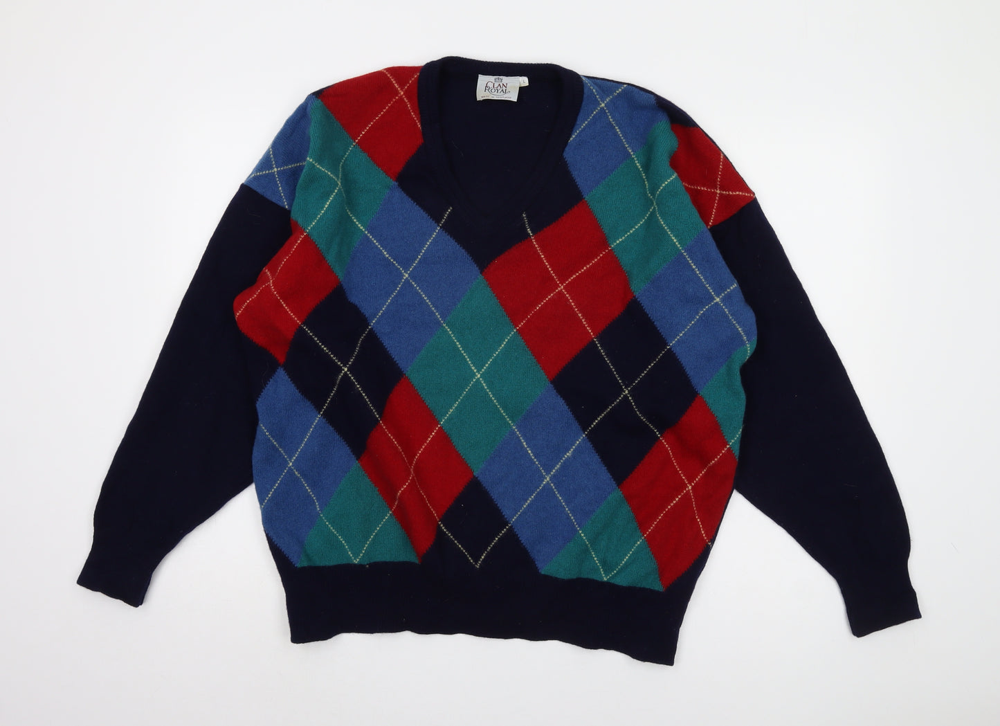 Clan Royal Men's Multicoloured Argyle Wool Pullover