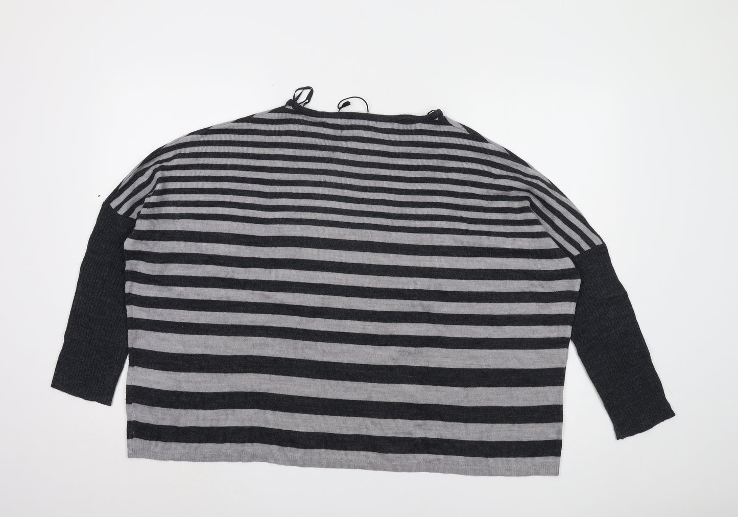 Vintage Couture Women's Grey Striped Pullover Jumper