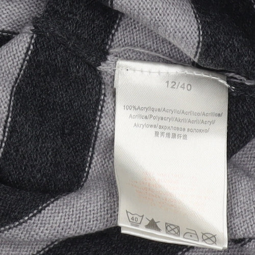 Vintage Couture Women's Grey Striped Pullover Jumper