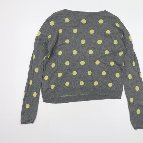 If It Were Me Women's Grey Polka Dot Jumper - UK L
