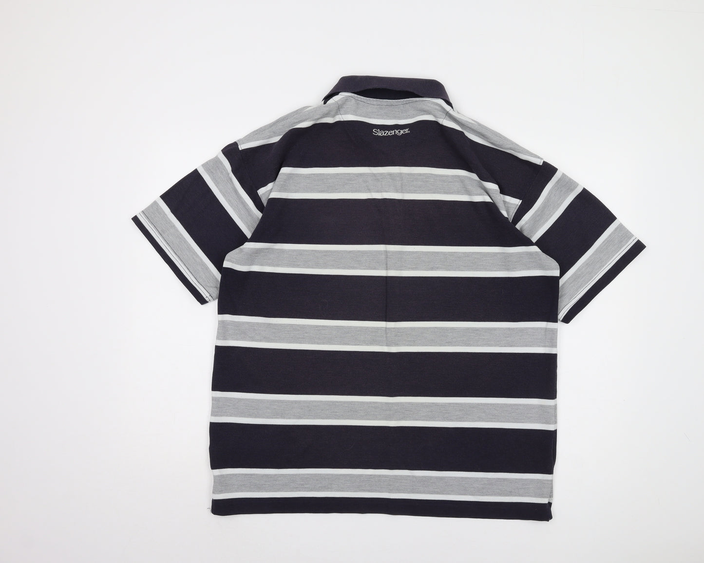 Slazenger Men's Grey Striped Polo Shirt - Size L