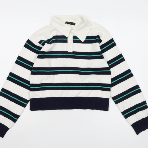 MNG Women's Multicoloured Collared Pullover Jumper S