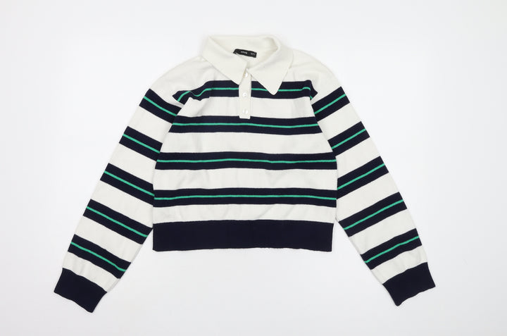 MNG Women's Multicoloured Collared Pullover Jumper S