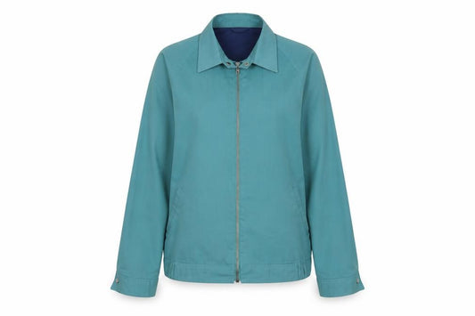 Front view of St Michael Women's Blue Mid-Length Jacket, size 10