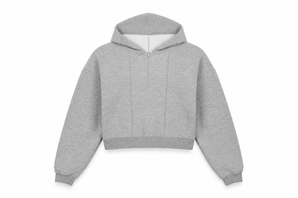 Front view of Threadbare Women's Grey 1/2 Zip Hoodie, size 12